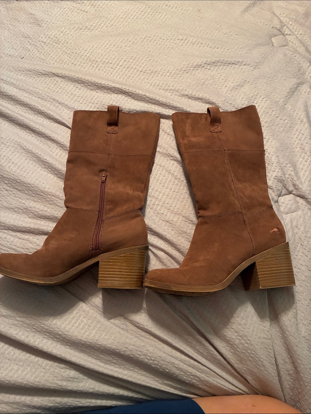Rocket Dog Brown Suede Mid-Calf Block Heel Boots